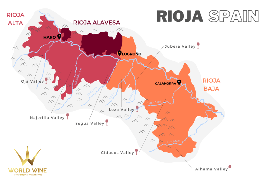Bản đồ vùng rượu vang Tây Ban Nha